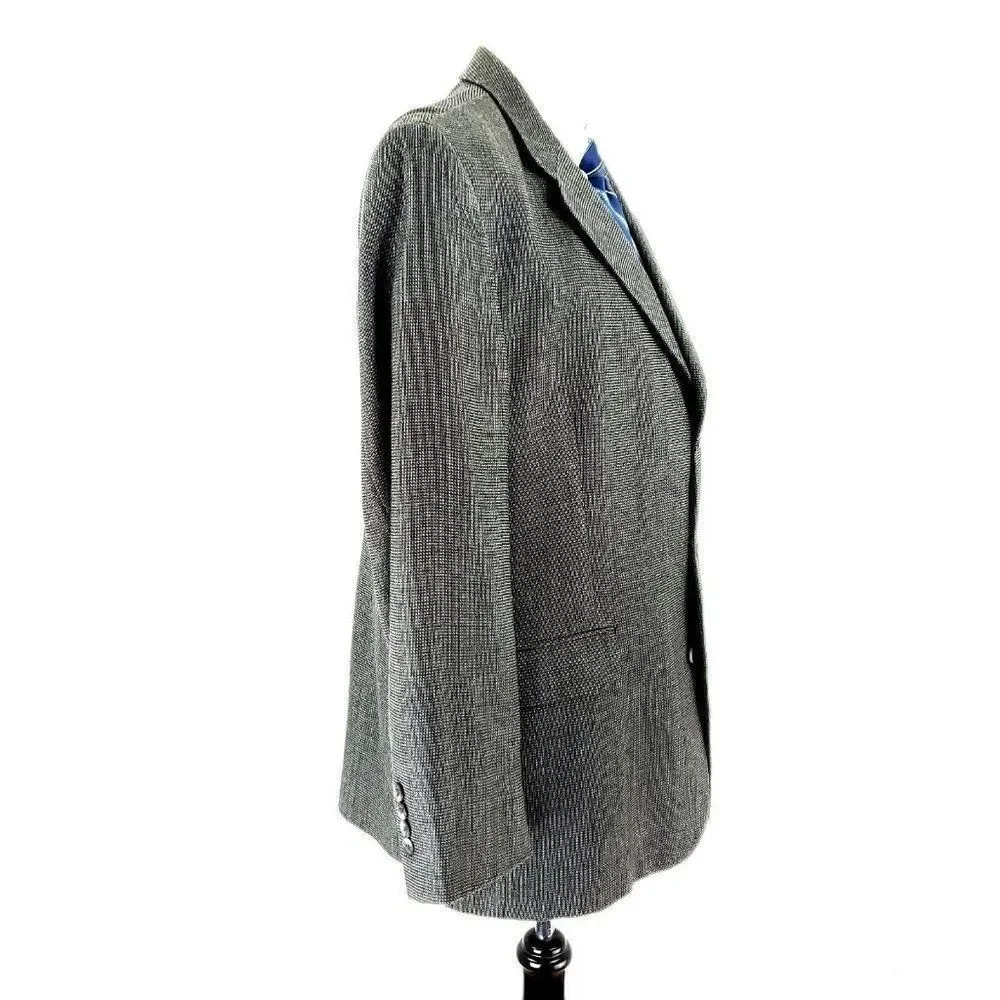 Stafford Executive Wool Silk 3 Button Sport Coat 42R‎ Black White Check